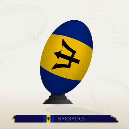 Barbados Rugby Ball on Rugby Kicking Tees with Modern Design. Illustration perfect for sports, national pride, and rugby-related projects.のイラスト素材