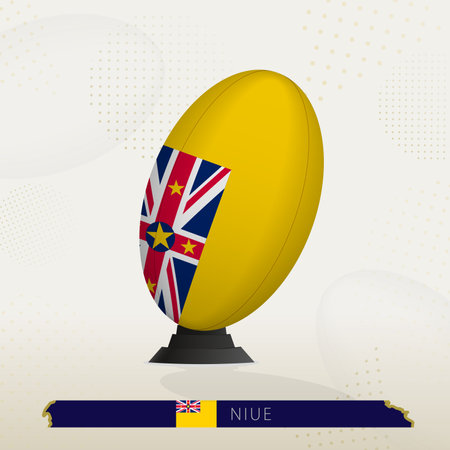 Niue Rugby Ball on Rugby Kicking Tees with Modern Design. Illustration perfect for sports, national pride, and rugby-related projects.のイラスト素材