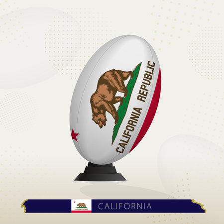 California Rugby Ball on Rugby Kicking Tees with Modern Design. Illustration perfect for sports, national pride, and rugby-related projects.のイラスト素材