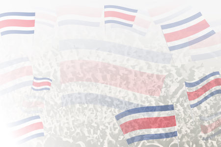 Celebratory Crowd with Costa Rica Flags Background. Perfect for themes national events, culture, and unity.のイラスト素材