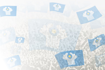 Celebratory Crowd with CIS Flags Background. Perfect for themes national events, culture, and unity.のイラスト素材