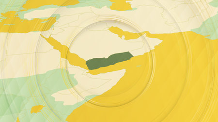Abstract Map of Yemen and Surrounding Regions with Circular Patterns. Vibrant Abstract Map.のイラスト素材