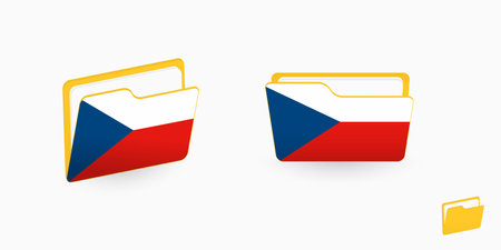 Czech Republic flag on two type of folder icon. Vector illustration.のイラスト素材