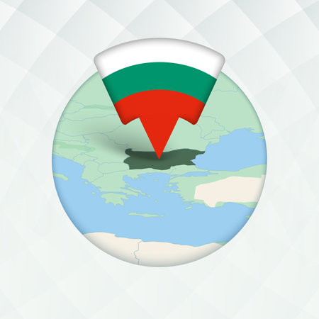 Bulgaria Map Highlighted with Flag Marker. Flag Pointer on Geographic Map.のイラスト素材