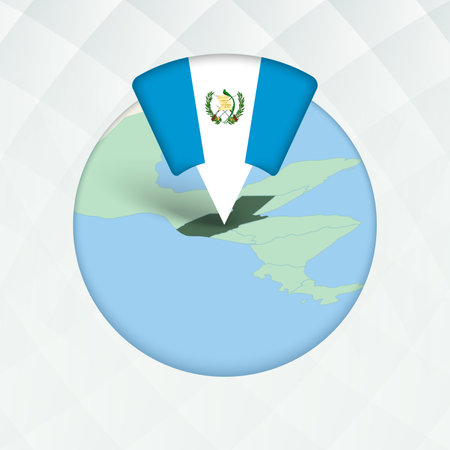 Guatemala Map Highlighted with Flag Marker. Flag Pointer on Geographic Map.のイラスト素材