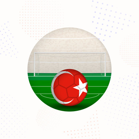 Turkey Flag Football Image for Sports Promotions, Turkey Soccer Ball Ready for Kickoff. Perfect for sports-related designs, football tournaments, and national team concepts.のイラスト素材