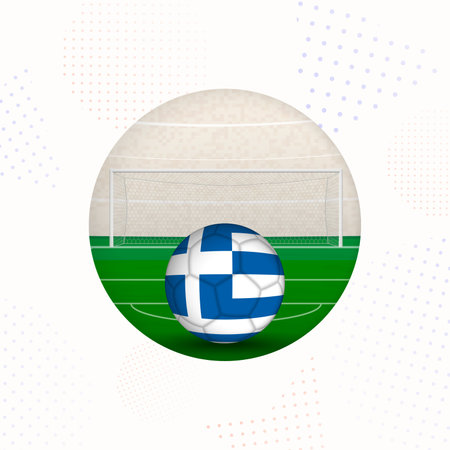 Greece Flag Football Image for Sports Promotions, Greece Soccer Ball Ready for Kickoff. Perfect for sports-related designs, football tournaments, and national team concepts.のイラスト素材