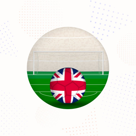 United Kingdom Flag Football Image for Sports Promotions, United Kingdom Soccer Ball Ready for Kickoff. Perfect for sports-related designs, football tournaments, and national team concepts.のイラスト素材