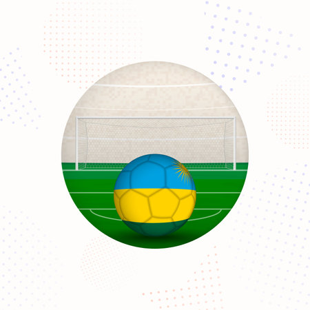 Rwanda Flag Football Image for Sports Promotions, Rwanda Soccer Ball Ready for Kickoff. Perfect for sports-related designs, football tournaments, and national team concepts.のイラスト素材