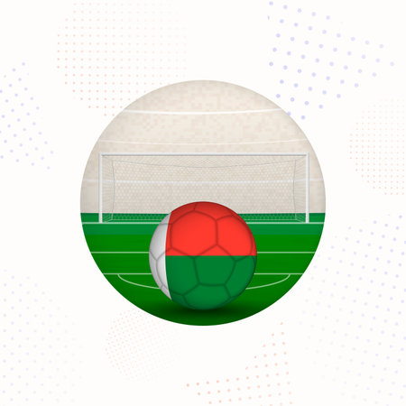 Madagascar Flag Football Image for Sports Promotions, Madagascar Soccer Ball Ready for Kickoff. Perfect for sports-related designs, football tournaments, and national team concepts.のイラスト素材