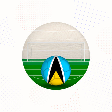 Saint Lucia Flag Football Image for Sports Promotions, Saint Lucia Soccer Ball Ready for Kickoff. Perfect for sports-related designs, football tournaments, and national team concepts.のイラスト素材
