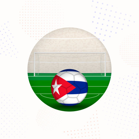 Cuba Flag Football Image for Sports Promotions, Cuba Soccer Ball Ready for Kickoff. Perfect for sports-related designs, football tournaments, and national team concepts.のイラスト素材