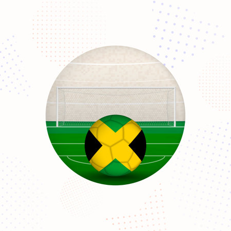 Jamaica Flag Football Image for Sports Promotions, Jamaica Soccer Ball Ready for Kickoff. Perfect for sports-related designs, football tournaments, and national team concepts.のイラスト素材