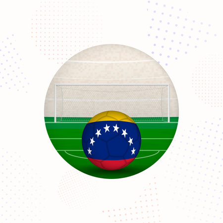 Venezuela Flag Football Image for Sports Promotions, Venezuela Soccer Ball Ready for Kickoff. Perfect for sports-related designs, football tournaments, and national team concepts.のイラスト素材