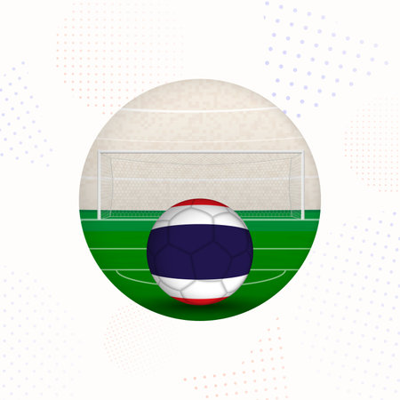 Thailand Flag Football Image for Sports Promotions, Thailand Soccer Ball Ready for Kickoff. Perfect for sports-related designs, football tournaments, and national team concepts.のイラスト素材