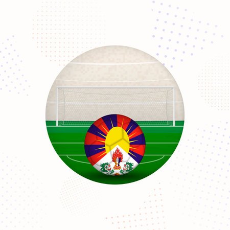 Tibet Flag Football Image for Sports Promotions, Tibet Soccer Ball Ready for Kickoff. Perfect for sports-related designs, football tournaments, and national team concepts.のイラスト素材