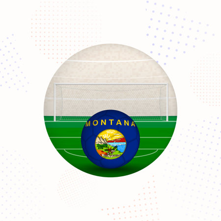 Montana Flag Football Image for Sports Promotions, Montana Soccer Ball Ready for Kickoff. Perfect for sports-related designs, football tournaments, and national team concepts.のイラスト素材