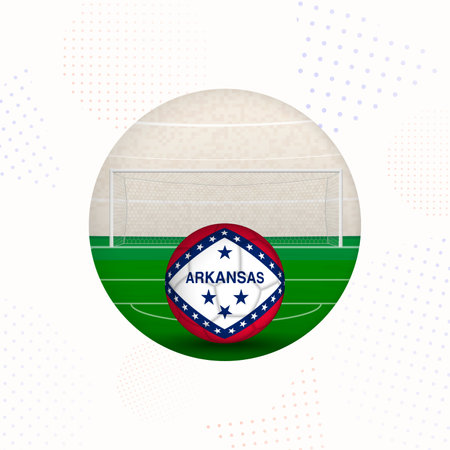 Arkansas Flag Football Image for Sports Promotions, Arkansas Soccer Ball Ready for Kickoff. Perfect for sports-related designs, football tournaments, and national team concepts.のイラスト素材