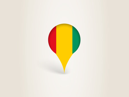 Pin Icon with Guinea National Flag. Location Marker Icon.のイラスト素材