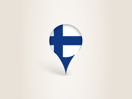 Pin Icon with Finland National Flag. Location Marker Icon.のイラスト素材