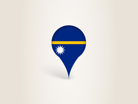 Pin Icon with Nauru National Flag. Location Marker Icon.のイラスト素材