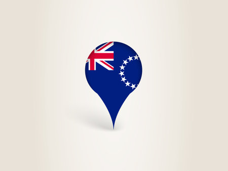 Pin Icon with Cook Islands National Flag. Location Marker Icon.のイラスト素材