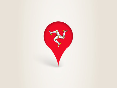 Pin Icon with Isle of Man National Flag. Location Marker Icon.のイラスト素材