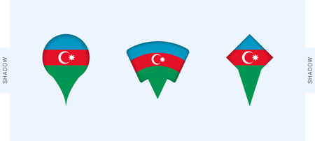 Azerbaijan Map Markers Set. Perfect for projects related to Azerbaijan, travel, geography, and international representation. Vector collection.のイラスト素材