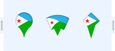 Djibouti Map Markers Set. Perfect for projects related to Djibouti, travel, geography, and international representation. Vector collection.のイラスト素材