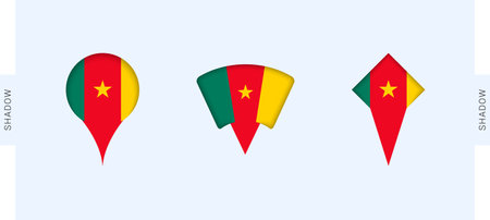 Cameroon Map Markers Set. Perfect for projects related to Cameroon, travel, geography, and international representation. Vector collection.のイラスト素材