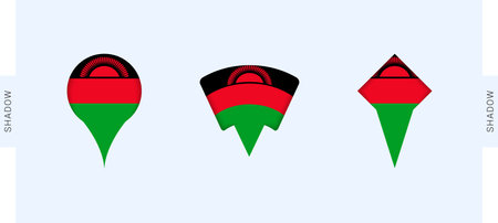 Malawi Map Markers Set. Perfect for projects related to Malawi, travel, geography, and international representation. Vector collection.のイラスト素材