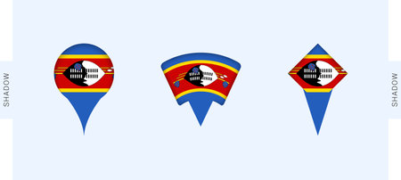 Swaziland Map Markers Set. Perfect for projects related to Swaziland, travel, geography, and international representation. Vector collection.のイラスト素材