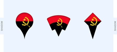Angola Map Markers Set. Perfect for projects related to Angola, travel, geography, and international representation. Vector collection.のイラスト素材