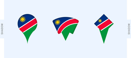Namibia Map Markers Set. Perfect for projects related to Namibia, travel, geography, and international representation. Vector collection.のイラスト素材