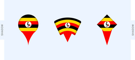 Uganda Map Markers Set. Perfect for projects related to Uganda, travel, geography, and international representation. Vector collection.のイラスト素材