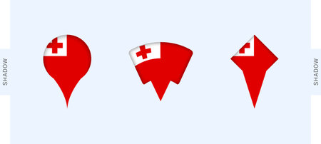 Tonga Map Markers Set. Perfect for projects related to Tonga, travel, geography, and international representation. Vector collection.のイラスト素材