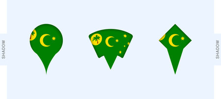 Cocos Islands Map Markers Set. Perfect for projects related to Cocos Islands, travel, geography, and international representation. Vector collection.のイラスト素材