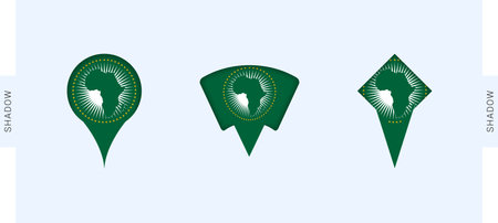 African Union Map Markers Set. Perfect for projects related to African Union, travel, geography, and international representation. Vector collection.のイラスト素材