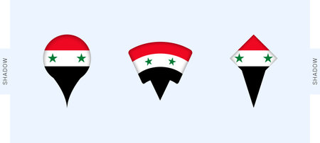 Syria Map Markers Set. Perfect for projects related to Syria, travel, geography, and international representation. Vector collection.のイラスト素材
