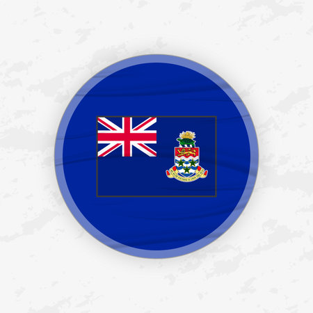 Caymanian Flag in a Circular Emblem Design, Abstract Round Sticker Illustration. This high-quality vector graphic is perfect for use in patriotic designs, travel promotions, international events, sport competitions.のイラスト素材