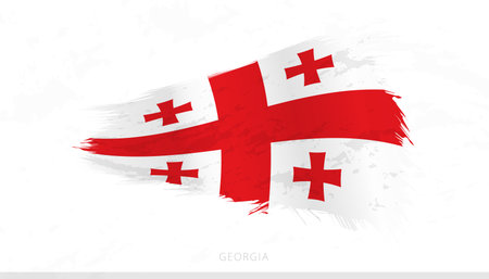 Georgia National Flag with Textured Brush Strokes. Artistic Brush Stroke Design.のイラスト素材