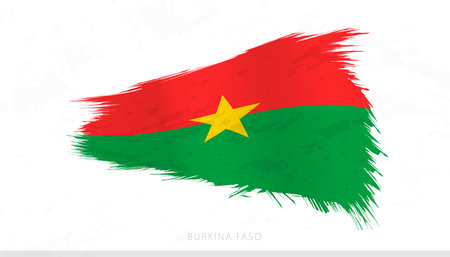 Burkina Faso National Flag with Textured Brush Strokes. Artistic Brush Stroke Design.のイラスト素材