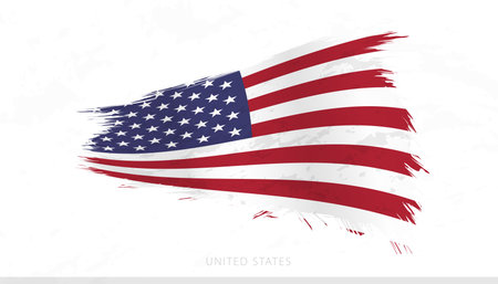 USA National Flag with Textured Brush Strokes. Artistic Brush Stroke Design.のイラスト素材