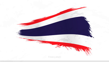 Thailand National Flag with Textured Brush Strokes. Artistic Brush Stroke Design.のイラスト素材