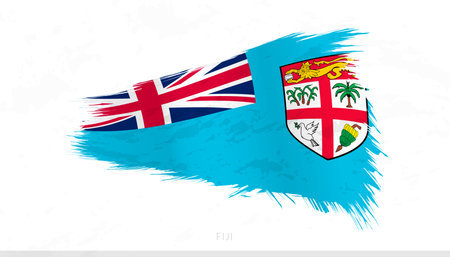Fiji National Flag with Textured Brush Strokes. Artistic Brush Stroke Design.のイラスト素材