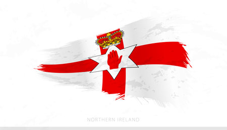 Northern Ireland National Flag with Textured Brush Strokes. Artistic Brush Stroke Design.のイラスト素材