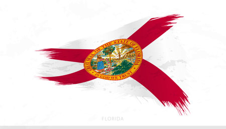 Florida National Flag with Textured Brush Strokes. Artistic Brush Stroke Design.のイラスト素材