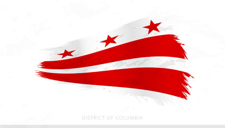 District of Columbia National Flag with Textured Brush Strokes. Artistic Brush Stroke Design.のイラスト素材
