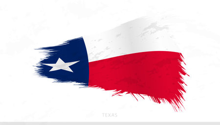 Texas National Flag with Textured Brush Strokes. Artistic Brush Stroke Design.のイラスト素材