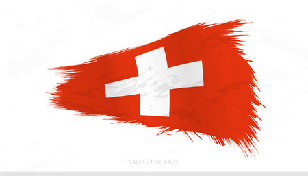 Switzerland National Flag with Textured Brush Strokes. Artistic Brush Stroke Design.のイラスト素材